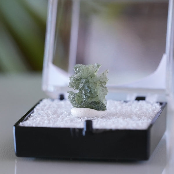 Moldavite with Collectors Box from Chlum, Czech Republic, 3.5ct